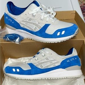 New Size 10 1/2 Asics Gel-Lyre 3 OG White Blue Oyster Grey Athletic Sneaker Shoe